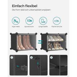 Skoskab - opbevaringsskab til sko - skoreol med 6 rum - sort