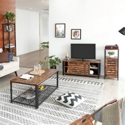 Reol med skab og 3 hylder - rustik brun gulvreol 37 x 30 x 167