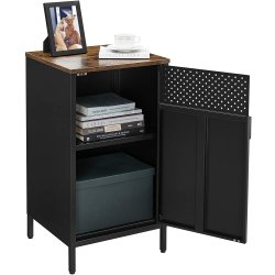 Opbevaringsskab - sk�nk rustik brun og sort st�l 42,5 x 40 x 76