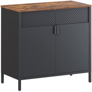 Opbevaringsskab - sk�nk rustik brun og sort st�l 76 x 40 x 80