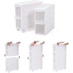 Opbevaringsvogn - smal rullevogn med 4 skuffer 84,5 x 18 x 46