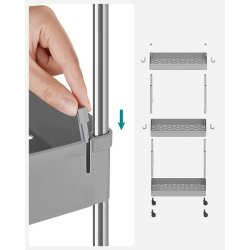 Rullevogn - gr opbevaringsvogn med 3 hylder 40 x 22 x 60
