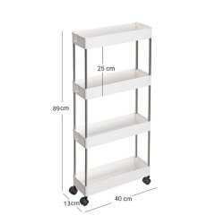 Rullevogn - smal opbevaringsvogn med 4 hylder 40 x 13 x 89