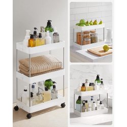 Rullevogn - hvid opbevaringsvogn med 3 hylder 40 x 22 x 60