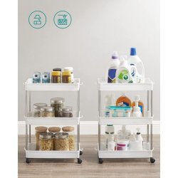 Rullevogn - hvid opbevaringsvogn med 3 hylder 40 x 22 x 60