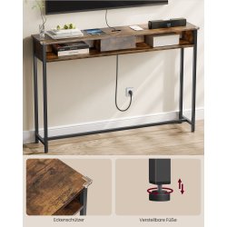 Konsolbord med strm - smalt sidebord - rustik brun 120x25x81