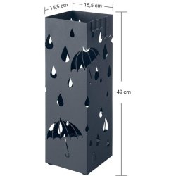 Paraplystativ med kroge og drypbakke - antracit paraplyholder