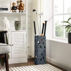 Paraplystativ med kroge og drypbakke - antracit paraplyholder