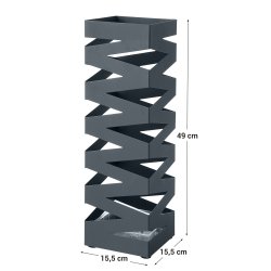 Paraplyholder med kroge og drypbakke - gr� paraplystativ