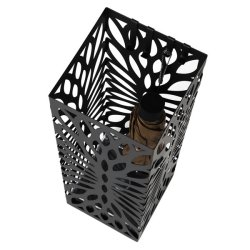 Paraplyholder med kroge og drypbakke - sort paraplystativ