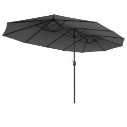 Haveparasol 460 x 270 cm - ekstra bred dobbelt parasol - gr