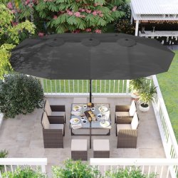 Haveparasol 460 x 270 cm - ekstra bred dobbelt parasol - gr
