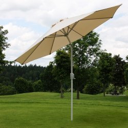 Parasol  270 cm med vip - rund aluminium creme haveparasol  2,7 meter