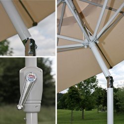 Parasol  270 cm med vip - rund aluminium creme haveparasol  2,7 meter