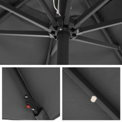Haveparasol 3 M med LED-lys - rund  300 cm parasol - gr