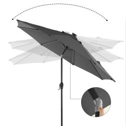Haveparasol 3 M med LED-lys - rund  300 cm parasol - gr