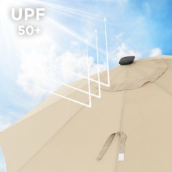 Haveparasol 3 M med LED-lys - rund  300 cm parasol - beige