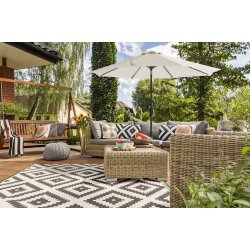 Haveparasol 3 M med krank - rund  300 cm parasol - beige