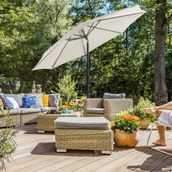 Haveparasol 3 M med krank - rund  300 cm parasol - beige