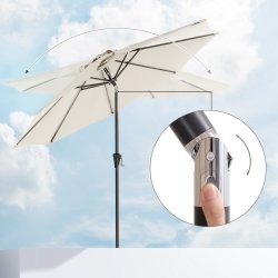 Haveparasol 3 M med krank - rund  300 cm parasol - beige