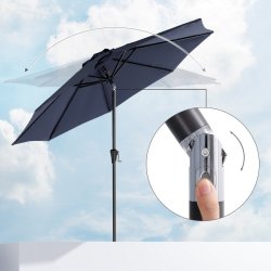 Haveparasol 3 M med krank - rund  300 cm parasol - bl