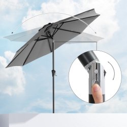 Haveparasol 3 M med krank - rund  300 cm parasol - gr