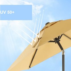 Haveparasol 2 M med krank - rund  200 cm parasol - taupe