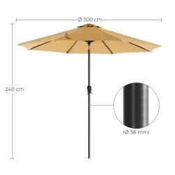 Haveparasol 3 M med krank - rund  300 cm parasol - taupe