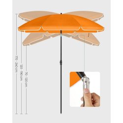 Strandparasol  2 M - 200 parasol til strand - orange