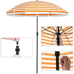 Strandparasol � 1,6 M - �160 parasol til strand - orange og hvid