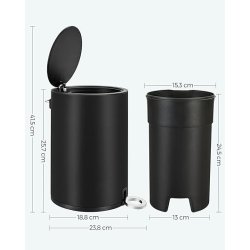 Pedalspand 3L - skraldespand med soft-close lg - sort metal