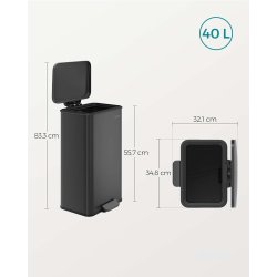 Skraldespand 40 liter - pedalspand med soft close l�g - sort