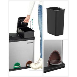 Pedalspand - skraldespand med lg - 45L (3x15L) slv metal