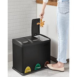 Pedal skraldespand - pedalspand med lg - 24L (3x8L) sort metal