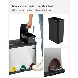 Pedal skraldespand - pedalspand med l�g - 24L (3x8L) s�lv metal