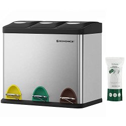 Pedal skraldespand - pedalspand med l�g - 24L (3x8L) s�lv metal