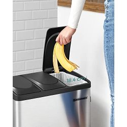 Pedalspand - skraldespand med lg - 45L (3x15L) slv metal