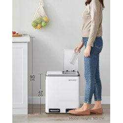 Skraldespand - pedalspand med soft close lg - 2x15L hvid