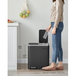 Skraldespand - pedalspand med soft close lg - 2x15L sort