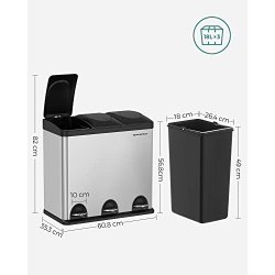 Skraldespand - pedalspand med soft close lg - 54L (3x18) slv/sort