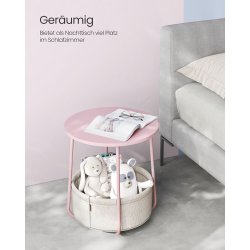 Sidebord - rundt hjrnebord med stofkurv - pink 45 x H50 cm