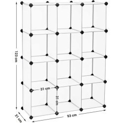 Opbevaringsreol - kubisk reol i plastik - skoreol med 12 rum