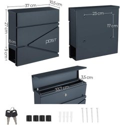 Brevkasse med avisr�r - v�gh�ngt postkasse - antracit brevkasse
