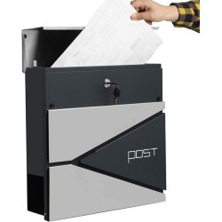 Brevkasse med avisr�r - v�gh�ngt postkasse - antracit/s�lv