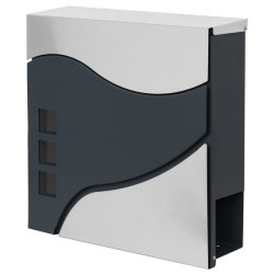 Postkasse med avisr�r - antracit og gr� brevkasse med avisholder