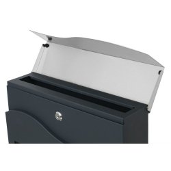 Postkasse med avisr�r - antracit og gr� brevkasse med avisholder