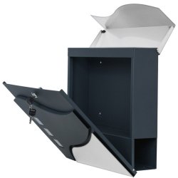 Postkasse med avisr�r - antracit og gr� brevkasse med avisholder