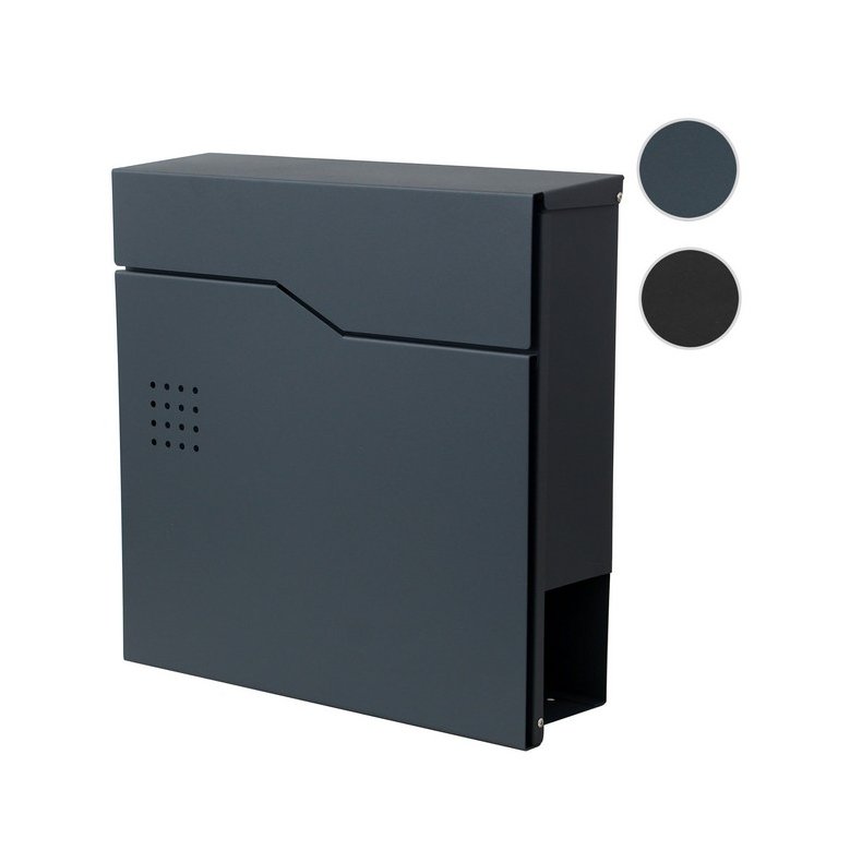 Postkasse med avisr�r - brevkasse med avisholder - antracit