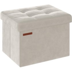 Puf med kiste - skammel med opbevaring 31 x 41 x 31 - creme hvid