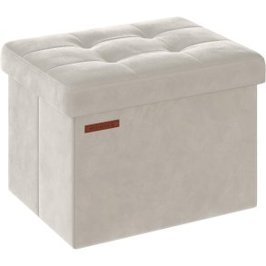 Puf med kiste - skammel med opbevaring 31 x 41 x 31 - creme hvid